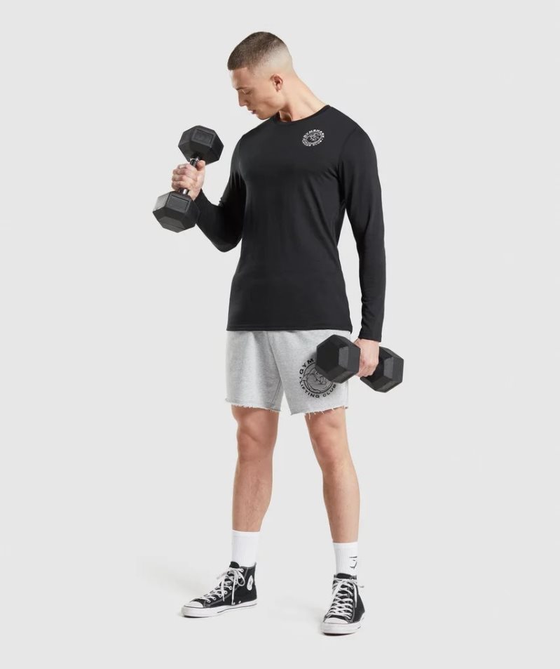 Men's Gymshark Legacy Long Sleeve T-Shirts Black | CA 7D516N